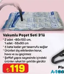 VAKUMLU POŞET SETİ 3'LÜ